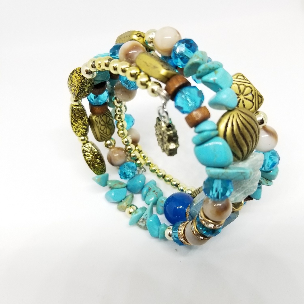 turquoise and semiprecious stone bracelect set